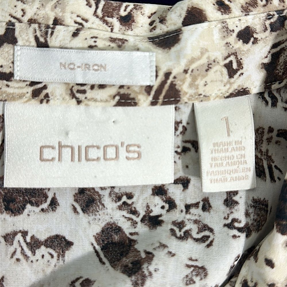 Chico’s Animal Print No-Iron Shirt Tunic Size 1 (8) Large - Picture 12 of 16